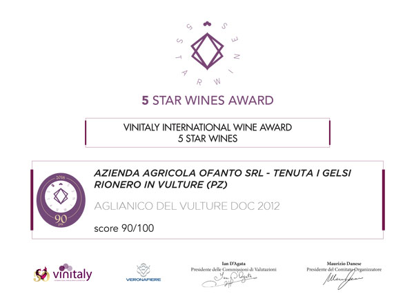 5 Star Wines Award 2016